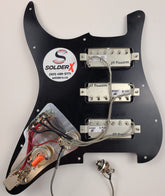 SolderX Loaded Pickguard JC Custom Mini Humbuckers, Nickel Plated, Black 3-Ply - AxLabs